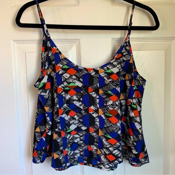 Fire Los Angeles Vibrant Multicolor Spaghetti Strap Crop Top, size M - Picture 5 of 5